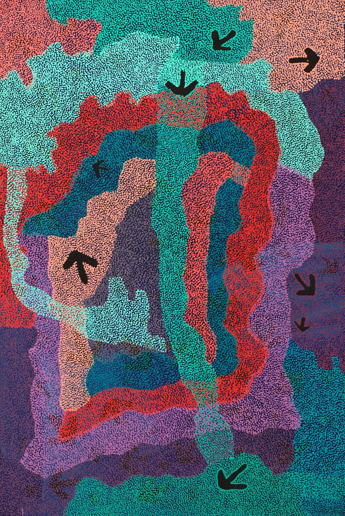 Aboriginal Artwork by Margaret Nangala Gallagher, Yankirri Jukurrpa (Emu Dreaming), 183x122cm