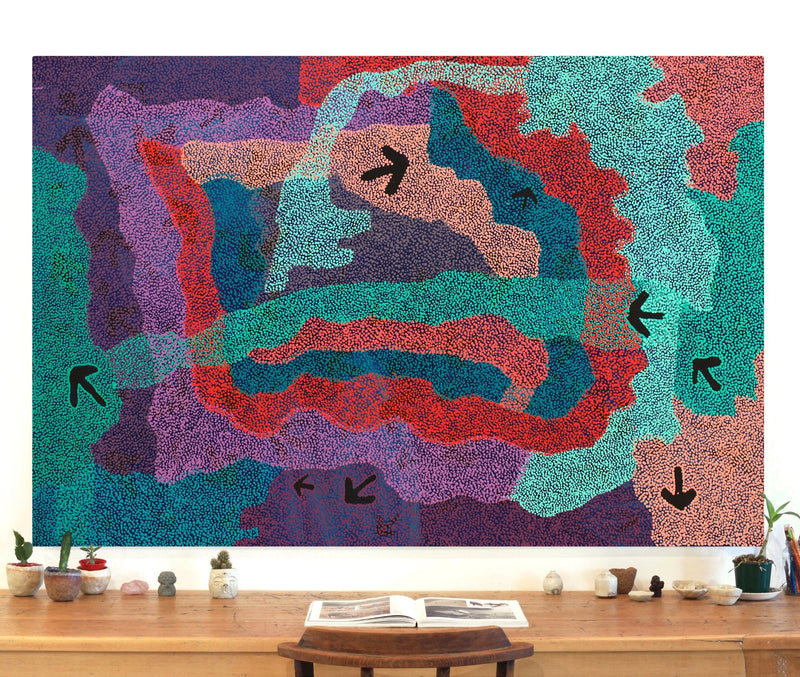 Aboriginal Artwork by Margaret Nangala Gallagher, Yankirri Jukurrpa (Emu Dreaming), 183x122cm