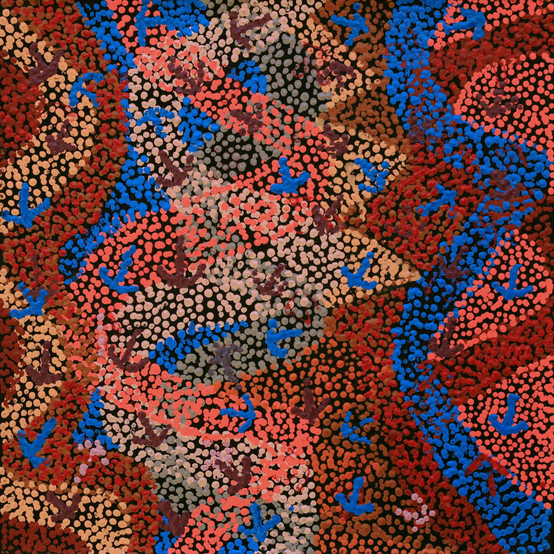 Aboriginal Artwork by Margaret Nangala Gallagher, Yankirri Jukurrpa (Emu Dreaming), 46x46cm