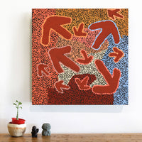 Aboriginal Artwork by Margaret Nangala Gallagher, Yankirri Jukurrpa (Emu Dreaming), 46x46cm