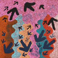 Aboriginal Artwork by Margaret Nangala Gallagher, Yankirri Jukurrpa (Emu Dreaming), 61x61cm