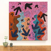 Aboriginal Artwork by Margaret Nangala Gallagher, Yankirri Jukurrpa (Emu Dreaming), 61x61cm