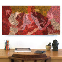 Aboriginal Artwork by Margaret Nangala Gallagher, Yankirri Jukurrpa (Emu Dreaming), 91x46cm