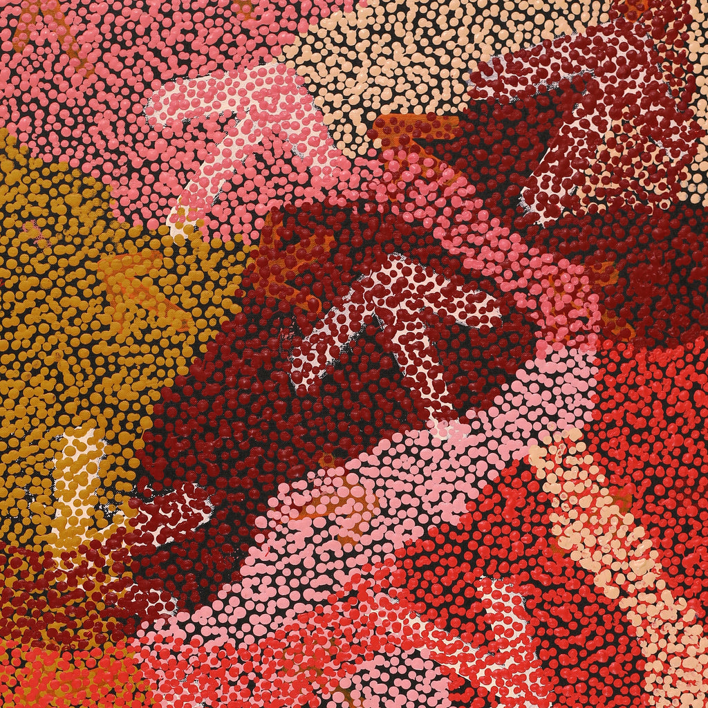 Aboriginal Artwork by Margaret Nangala Gallagher, Yankirri Jukurrpa (Emu Dreaming), 91x46cm
