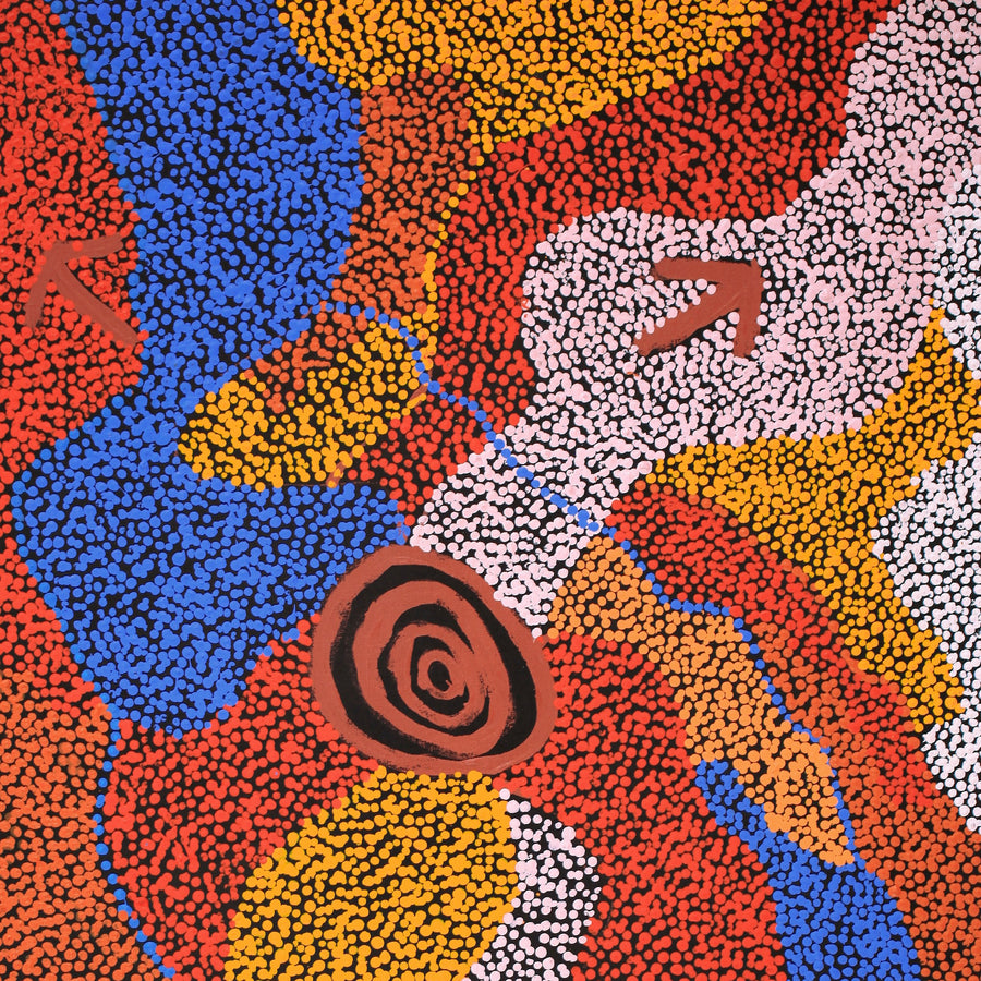 Aboriginal Artwork by Margaret Nangala Gallagher, Yankirri Jukurrpa (Emu Dreaming), 91x61cm