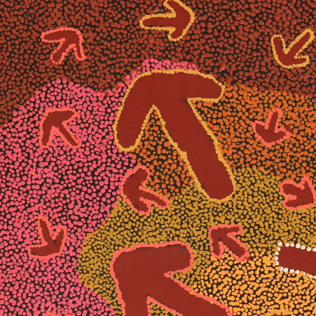 Aboriginal Artwork by Margaret Nangala Gallagher, Yankirri Jukurrpa (Emu Dreaming), 91x76cm