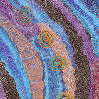 Aboriginal Artwork by Maria Nampijinpa Brown, Napaljarri-warnu Jukurrpa (Seven Sisters Dreaming), 152x61cm