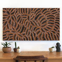 Aboriginal Artwork by Maria Nampijinpa Brown, Pamapardu Jukurrpa (Flying Ant Dreaming) - Warntungurru, 107x61cm