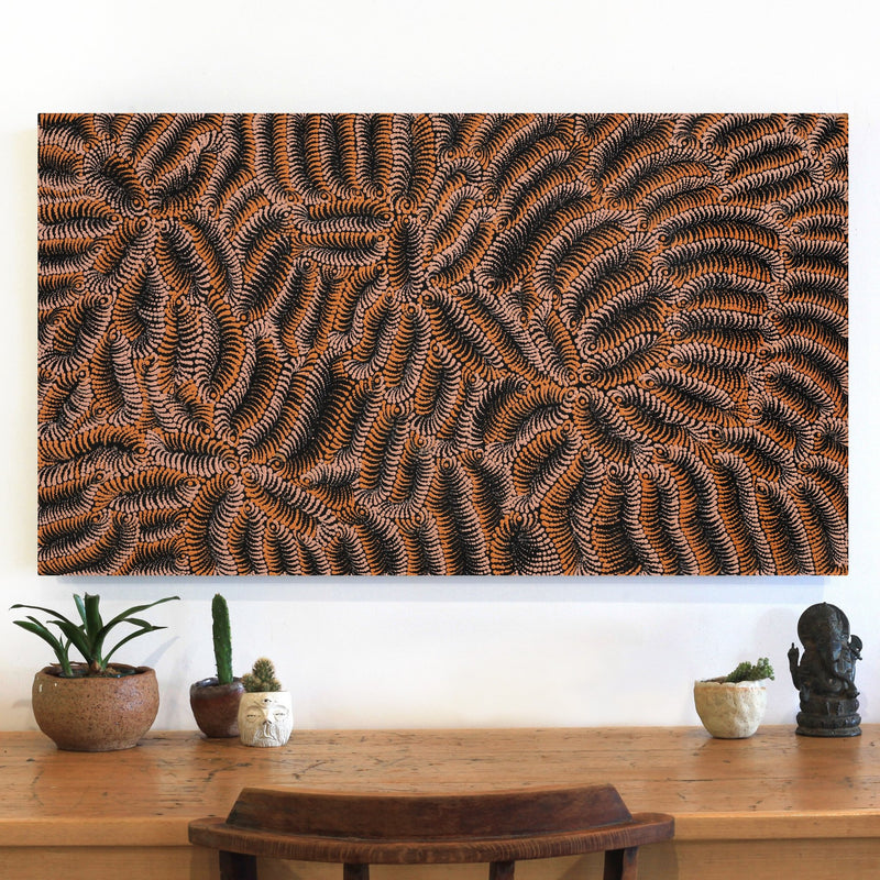 Aboriginal Artwork by Maria Nampijinpa Brown, Pamapardu Jukurrpa (Flying Ant Dreaming) - Warntungurru, 107x61cm