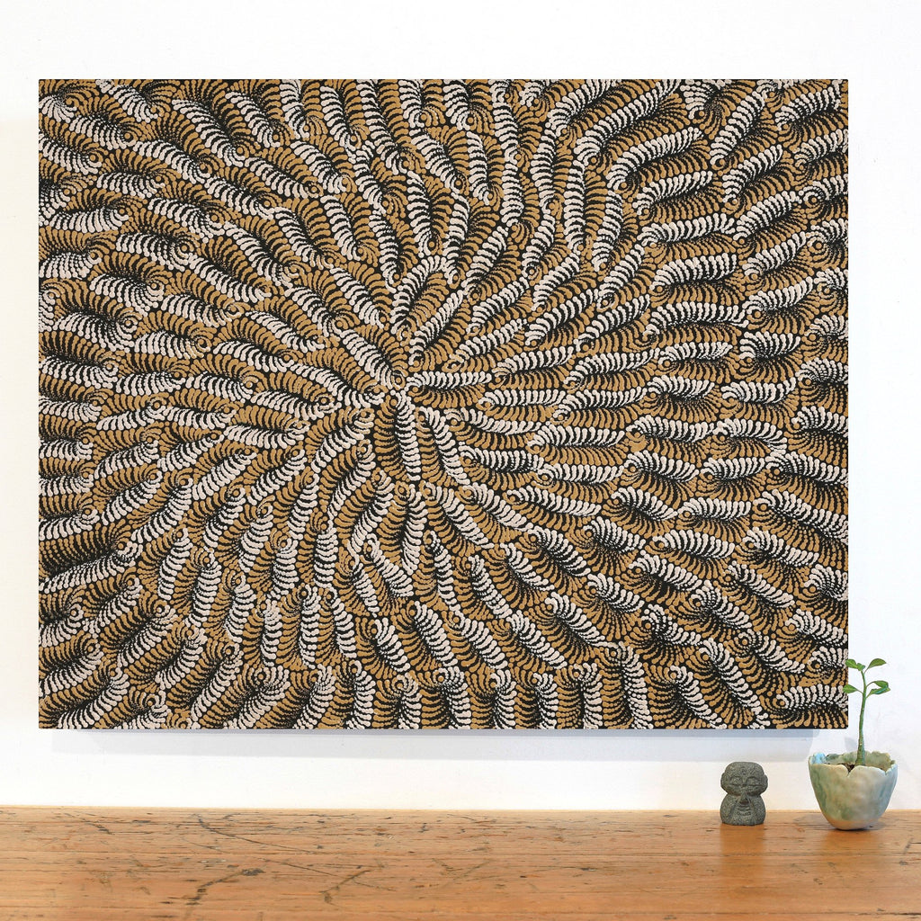 Aboriginal Artwork by Maria Nampijinpa Brown, Pamapardu Jukurrpa (Flying Ant Dreaming) - Warntungurru, 76x61cm