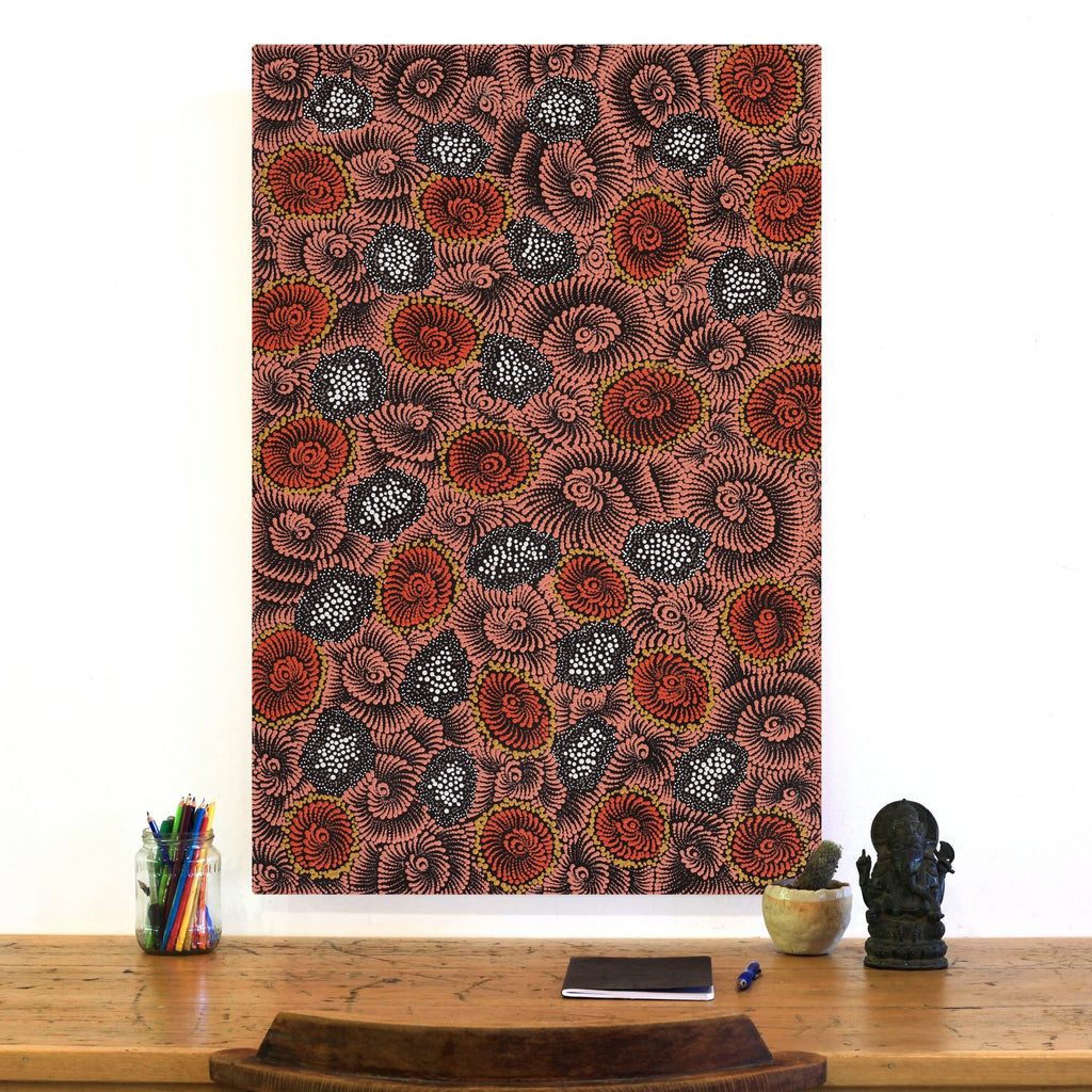 Aboriginal Artwork by Maria Nampijinpa Brown, Pamapardu Jukurrpa (Flying Ant Dreaming) - Warntungurru, 91x61cm