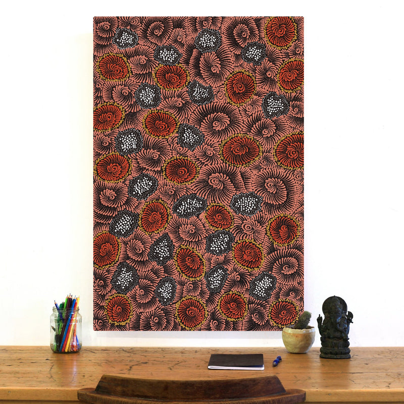 Aboriginal Artwork by Maria Nampijinpa Brown, Pamapardu Jukurrpa (Flying Ant Dreaming) - Warntungurru, 91x61cm