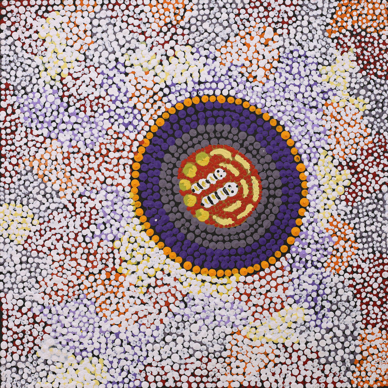 Aboriginal Artwork by Marlette Napurrurla Ross, Ngarlkirdi Jukurrpa (Witchetty Grub Dreaming), 30x30cm