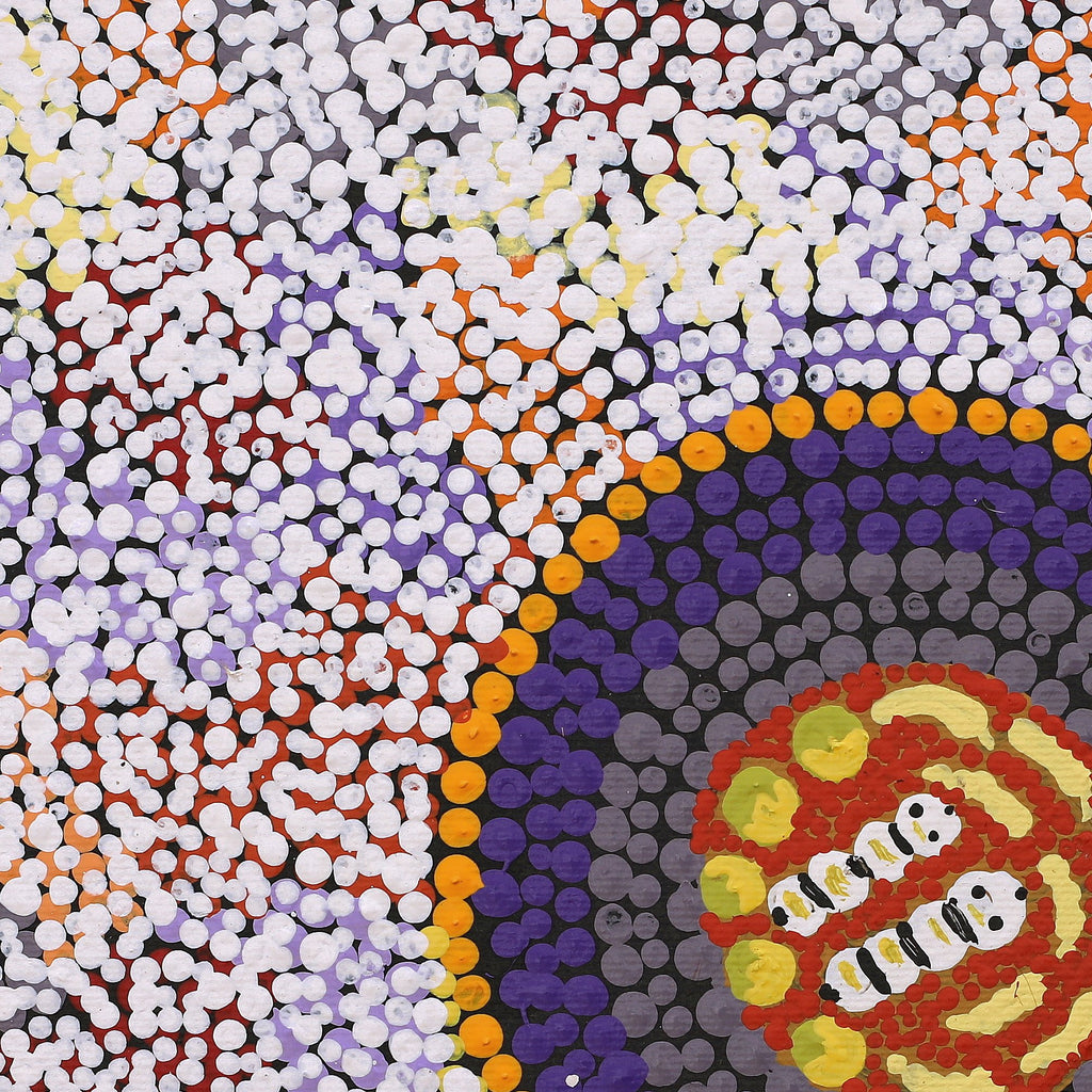 Aboriginal Artwork by Marlette Napurrurla Ross, Ngarlkirdi Jukurrpa (Witchetty Grub Dreaming), 30x30cm