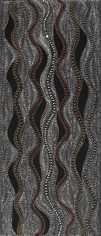 Aboriginal Artwork by Marshall Jangala Robertson, Watiya-warnu Jukurrpa (Seed Dreaming), 107x46cm