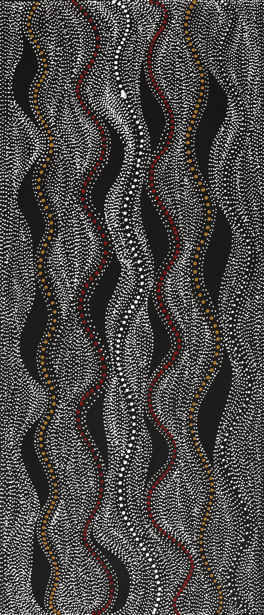 Aboriginal Artwork by Marshall Jangala Robertson, Watiya-warnu Jukurrpa (Seed Dreaming), 107x46cm