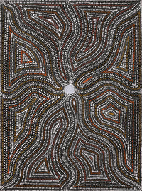 Aboriginal Artwork by Marshall Jangala Robertson, Watiya-warnu Jukurrpa (Seed Dreaming), 122x91cm