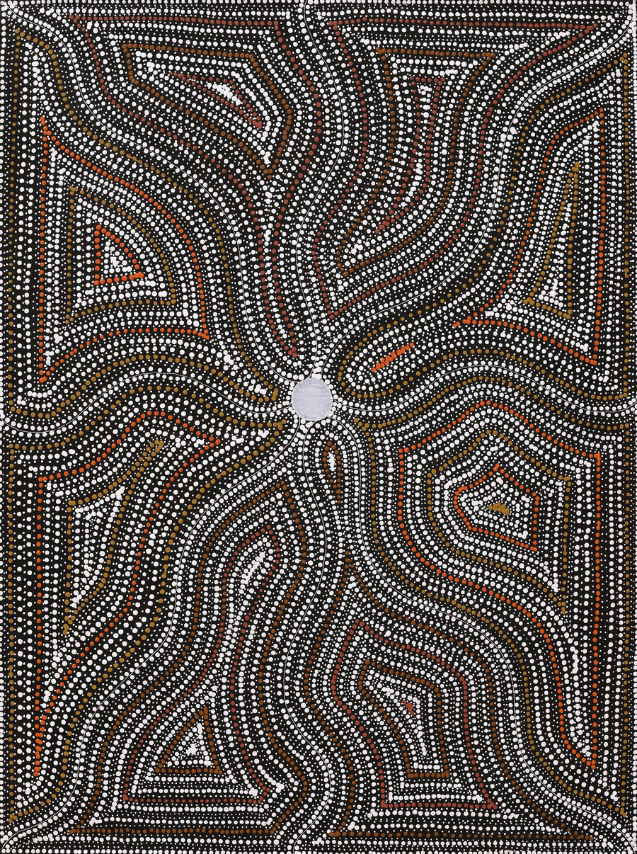 Aboriginal Artwork by Marshall Jangala Robertson, Watiya-warnu Jukurrpa (Seed Dreaming), 122x91cm