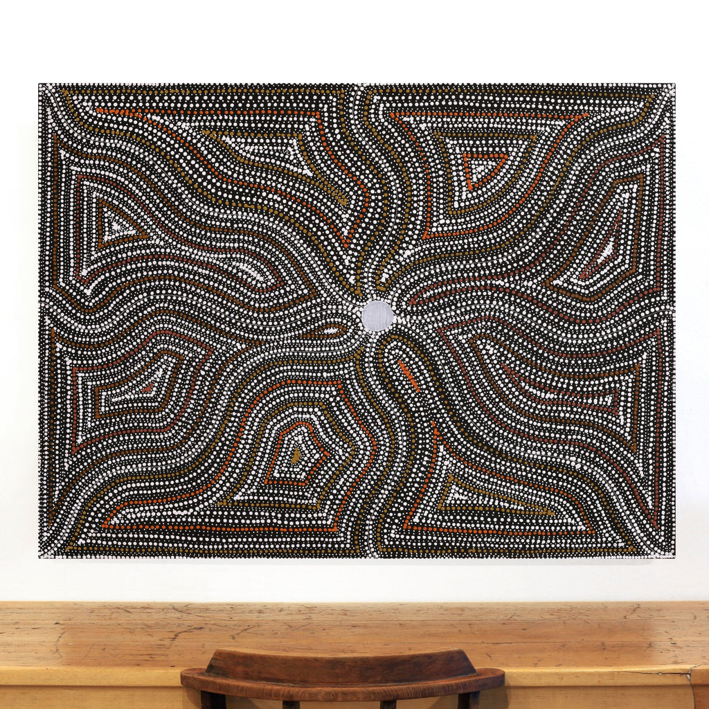 Aboriginal Artwork by Marshall Jangala Robertson, Watiya-warnu Jukurrpa (Seed Dreaming), 122x91cm