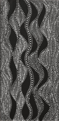 Aboriginal Artwork by Marshall Jangala Robertson, Watiya-warnu Jukurrpa (Seed Dreaming), 61x30cm
