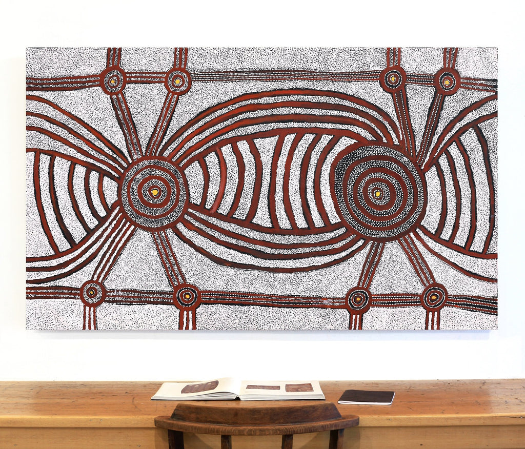 Aboriginal Artwork by Marshall Japangardi Poulson, Pikilyi Jukurrpa (Vaughan Springs Dreaming), 152x91cm