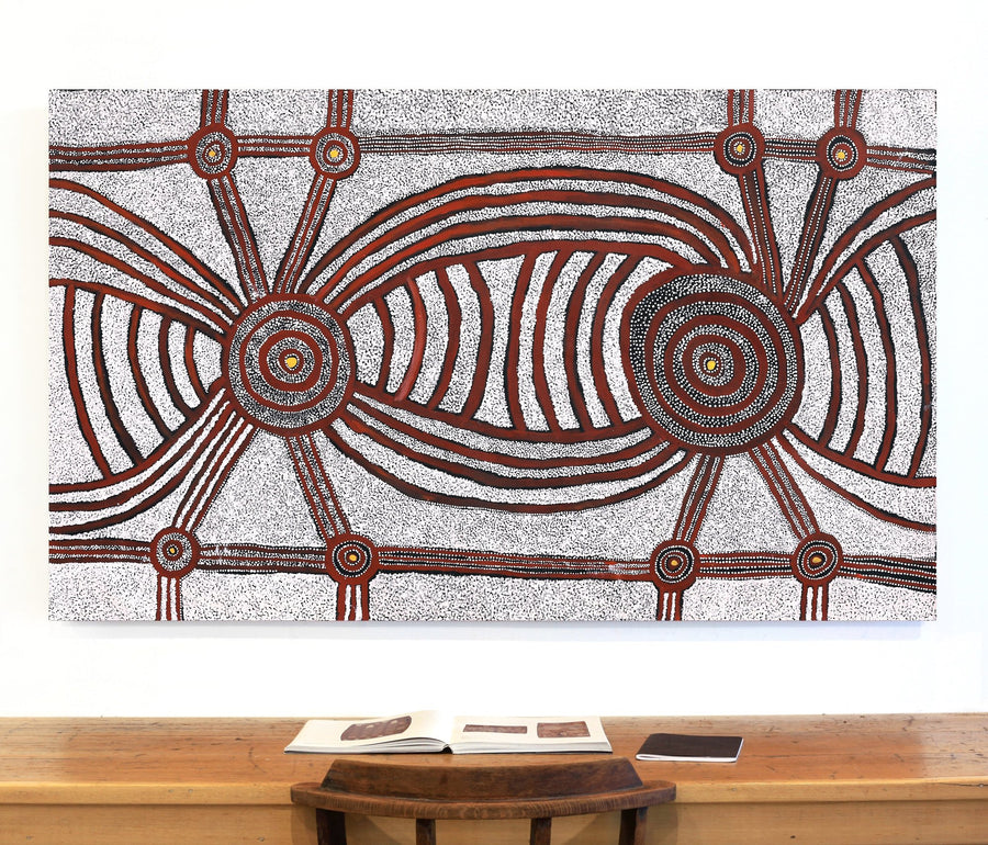 Aboriginal Artwork by Marshall Japangardi Poulson, Pikilyi Jukurrpa (Vaughan Springs Dreaming), 152x91cm