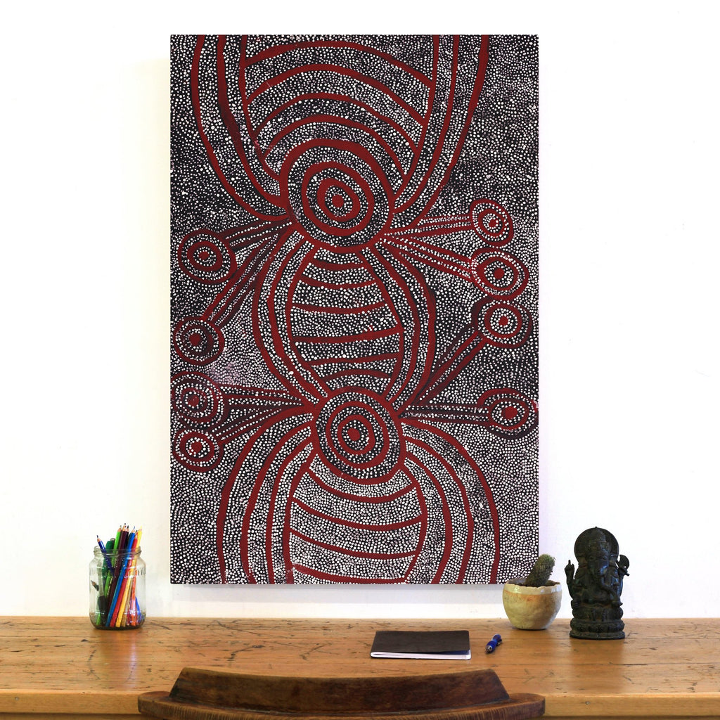 Aboriginal Art by Marshall Japangardi Poulson, Pikilyi Jukurrpa (Vaughan Springs Dreaming), 91x61cm - ART ARK®