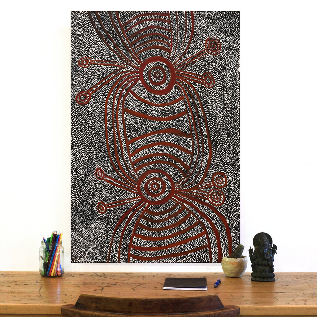 Aboriginal Artwork by Marshall Japangardi Poulson, Pikilyi Jukurrpa (Vaughan Springs Dreaming), 91x61cm