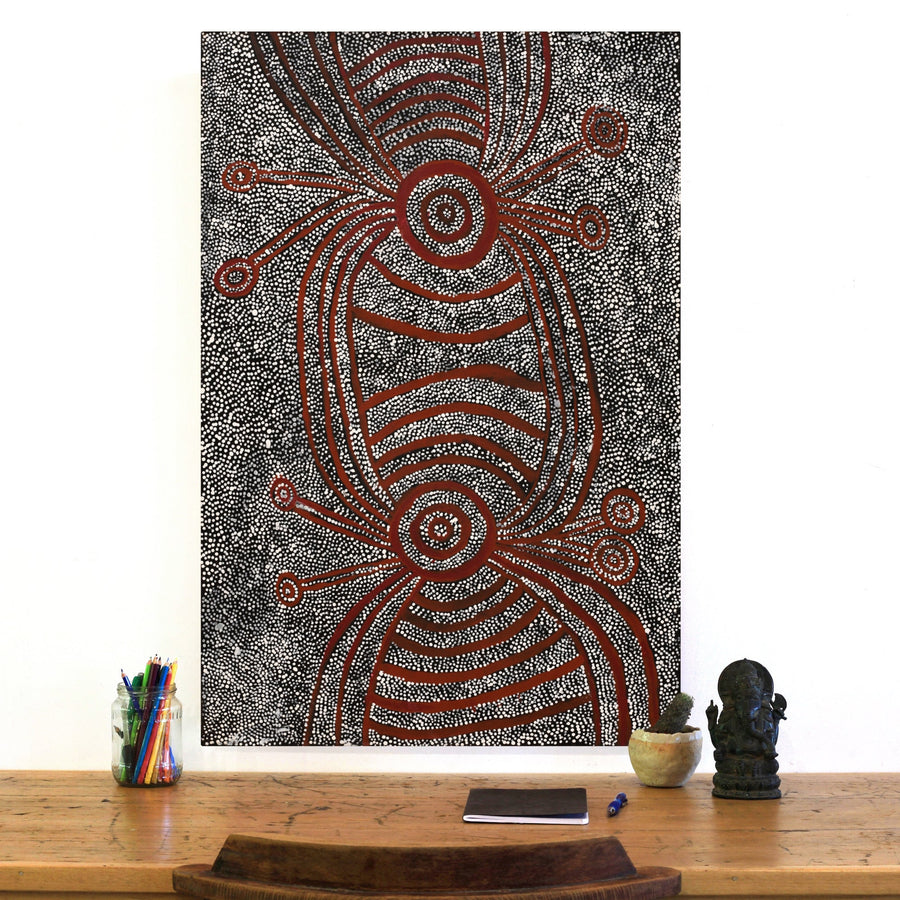 Aboriginal Artwork by Marshall Japangardi Poulson, Pikilyi Jukurrpa (Vaughan Springs Dreaming), 91x61cm