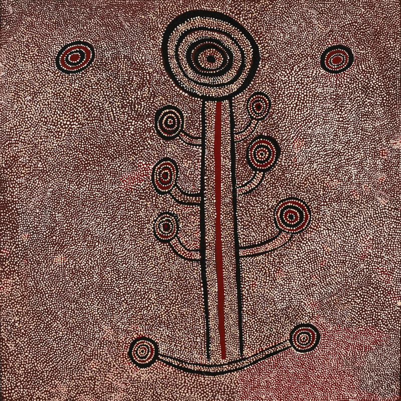 Aboriginal Artwork by Marshall Japangardi Poulson, Pikilyi Jukurrpa (Vaughan Springs Dreaming), 91x91cm