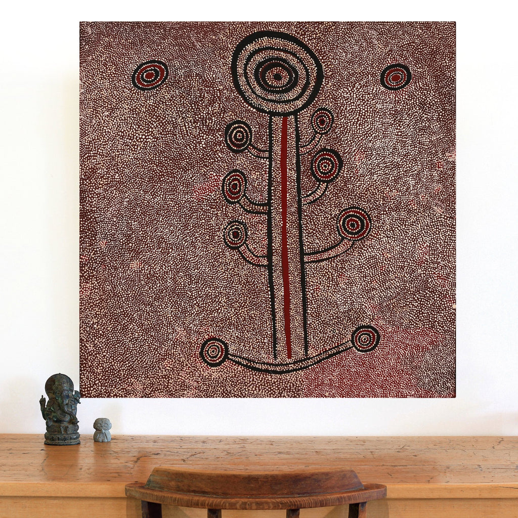 Aboriginal Art by Marshall Japangardi Poulson, Pikilyi Jukurrpa (Vaughan Springs Dreaming), 91x91cm - ART ARK®
