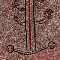 Aboriginal Artwork by Marshall Japangardi Poulson, Pikilyi Jukurrpa (Vaughan Springs Dreaming), 91x91cm