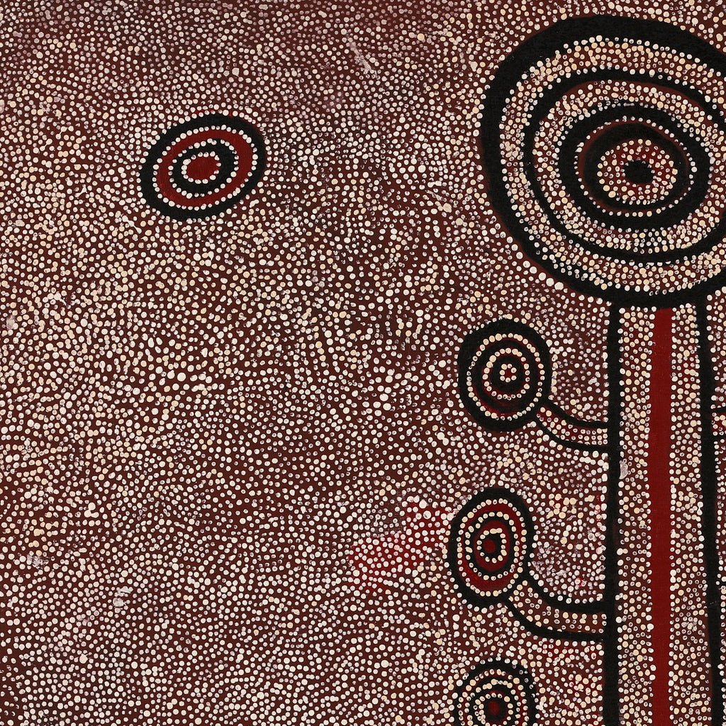 Aboriginal Artwork by Marshall Japangardi Poulson, Pikilyi Jukurrpa (Vaughan Springs Dreaming), 91x91cm