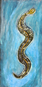 Aboriginal Art by Marshall Japangardi Poulson, Warna Jukurrpa (Snake Dreaming), 61x30cm - ART ARK®