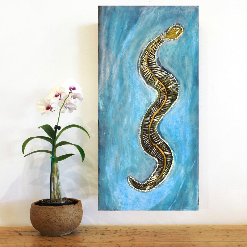 Aboriginal Artwork by Marshall Japangardi Poulson, Warna Jukurrpa (Snake Dreaming), 61x30cm
