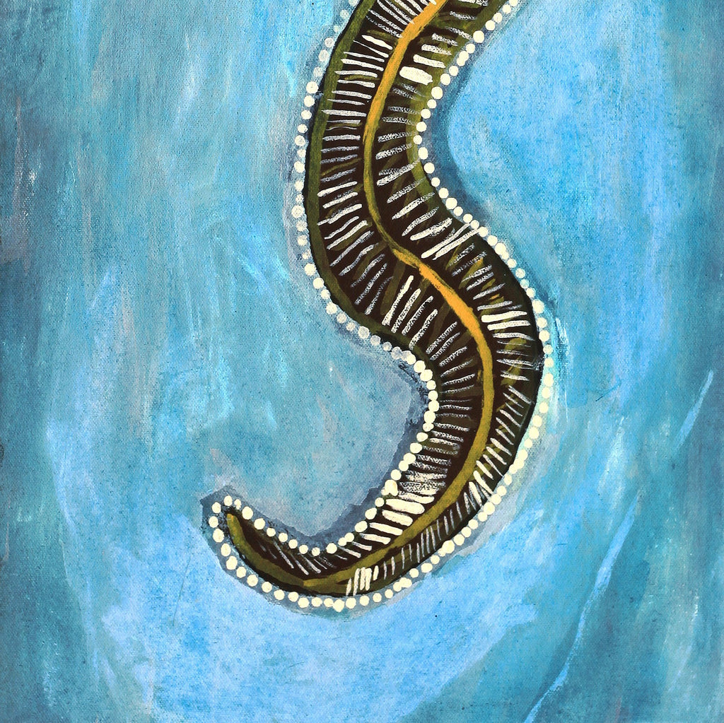 Aboriginal Artwork by Marshall Japangardi Poulson, Warna Jukurrpa (Snake Dreaming), 61x30cm