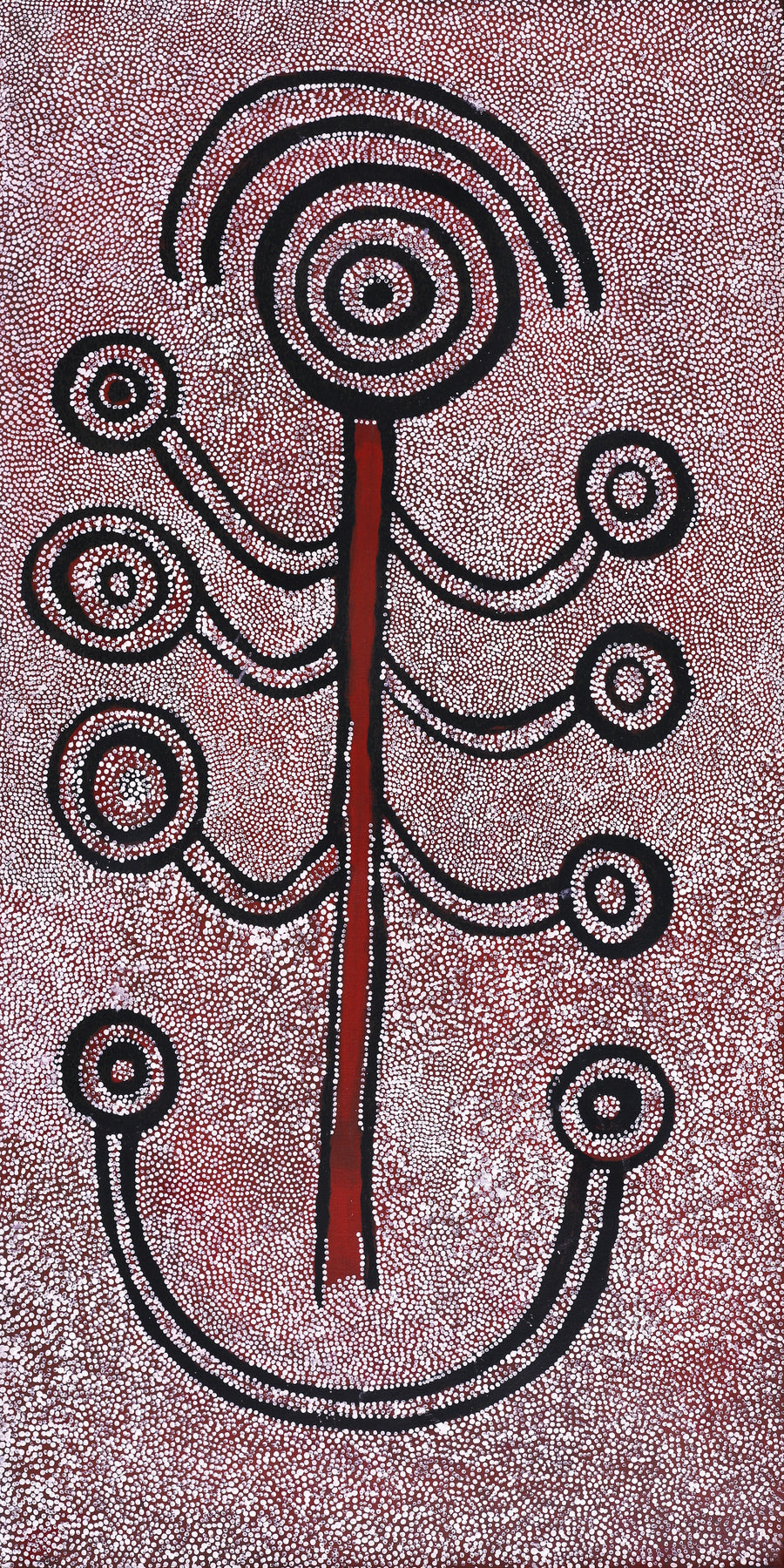 Aboriginal Artwork by Marshall Japangardi Poulson, Yurrampi Jukurrpa (Honey Ant Dreaming), 122x61cm