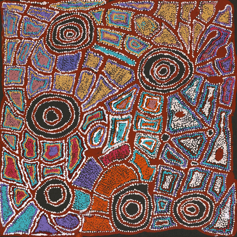 Aboriginal Artwork by Mary Napangardi Brown, Mina Mina Jukurrpa - Ngalyipi, 76x76cm