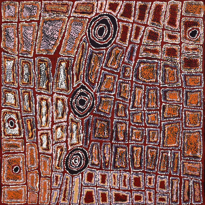 Aboriginal Artwork by Mary Napangardi Brown, Mina Mina Jukurrpa - Ngalyipi, 91x91cm