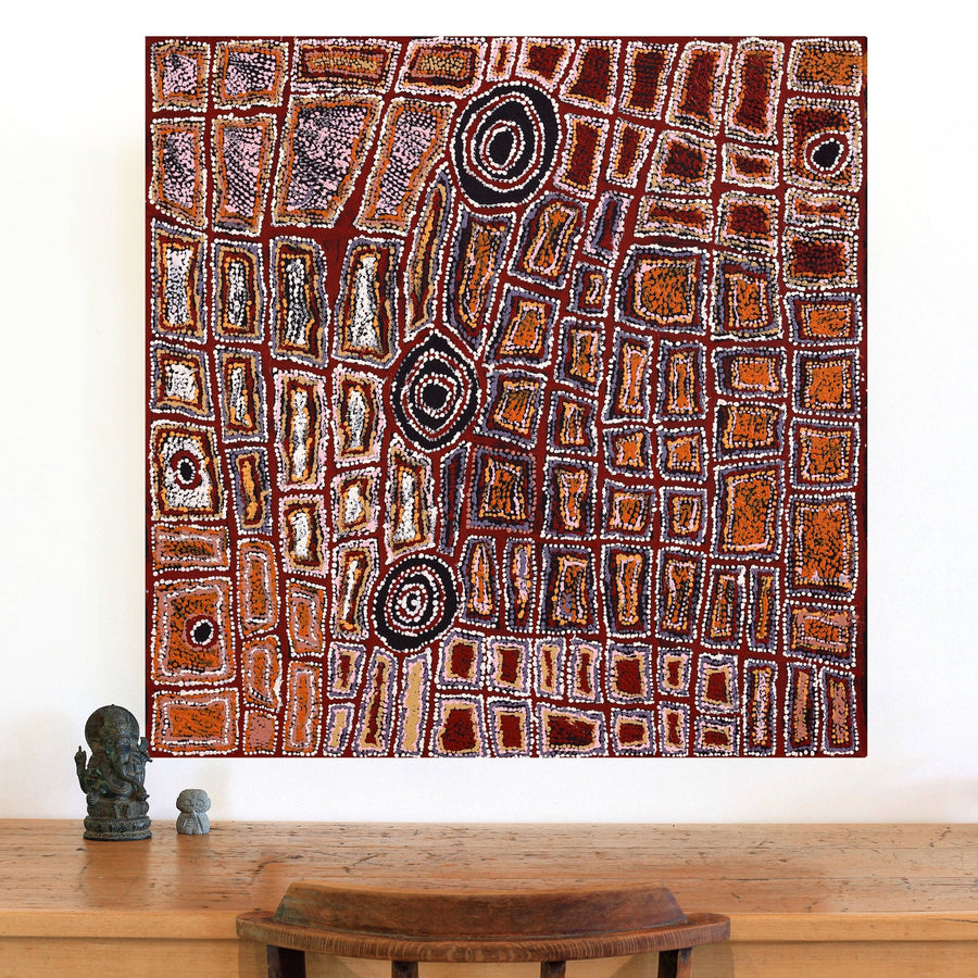 Aboriginal Artwork by Mary Napangardi Brown, Mina Mina Jukurrpa - Ngalyipi, 91x91cm