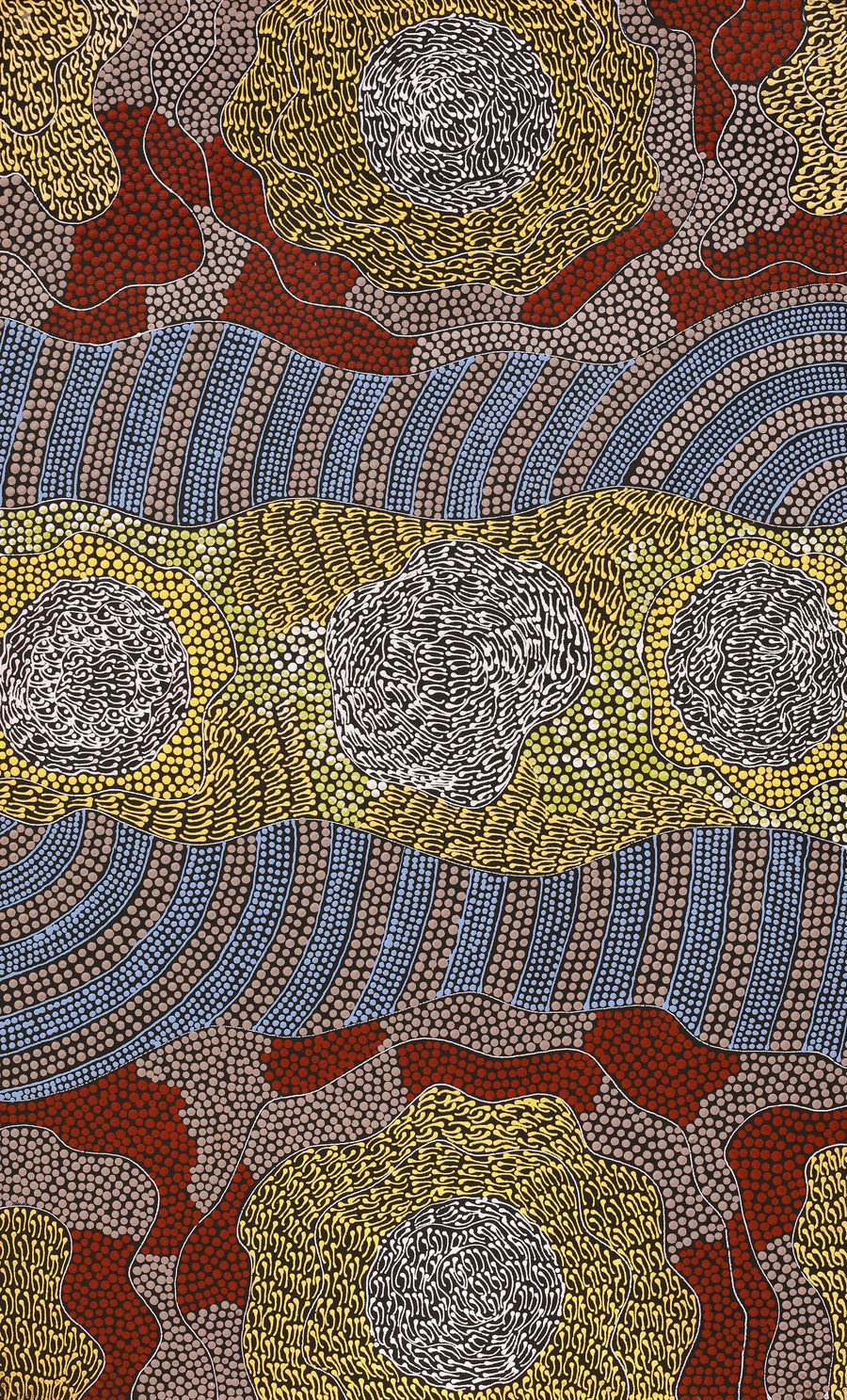 Aboriginal Artwork by Mary Napangardi Butcher, Pikilyi Jukurrpa, 76x46cm