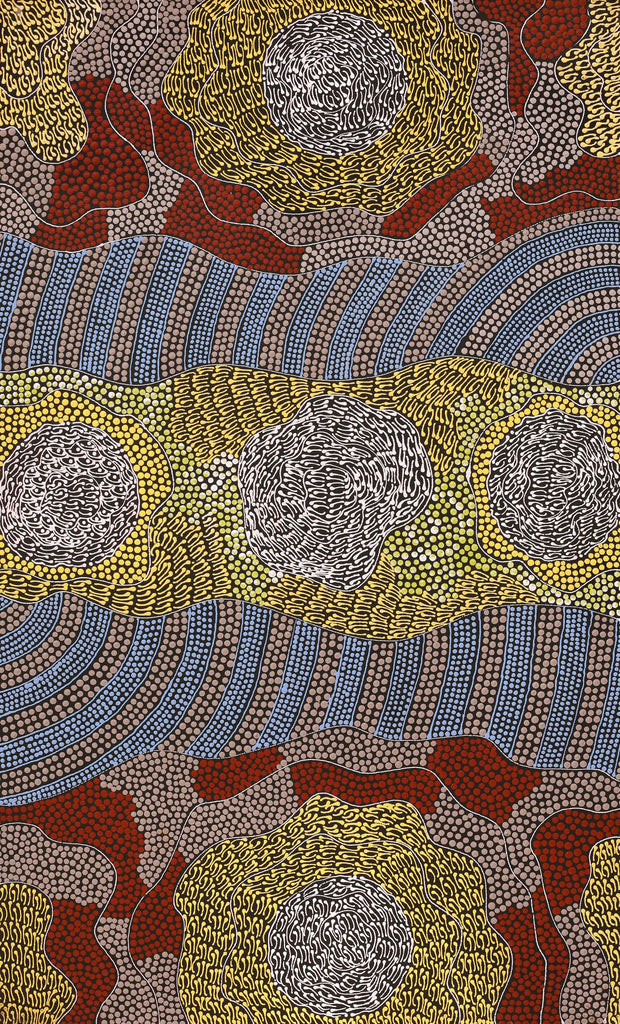 Aboriginal Artwork by Mary Napangardi Butcher, Pikilyi Jukurrpa, 76x46cm - ART ARK®