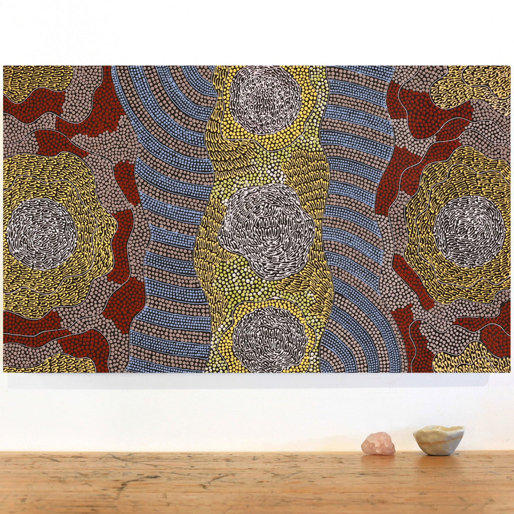 Aboriginal Artwork by Mary Napangardi Butcher, Pikilyi Jukurrpa, 76x46cm