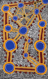 Aboriginal Artwork by Mathew Jupurrurla Gibson, Yankirri Jukurrpa (Emu Dreaming) - Ngarna, 76x46cm