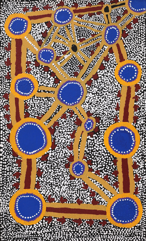Aboriginal Art by Mathew Jupurrurla Gibson, Yankirri Jukurrpa (Emu Dreaming) - Ngarna, 76x46cm - ART ARK®
