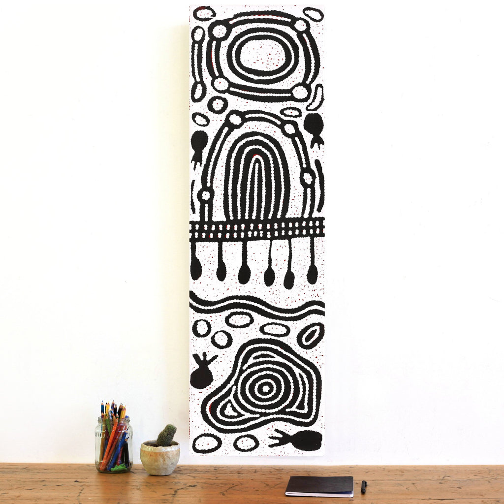 Aboriginal Artwork by Melissa Nungarrayi Larry, Yumari Jukurrpa (Yumari Dreaming), 107x30cm