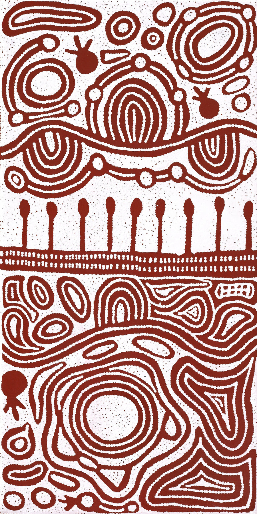 Aboriginal Artwork by Melissa Nungarrayi Larry, Yumari Jukurrpa (Yumari Dreaming), 122x61cm