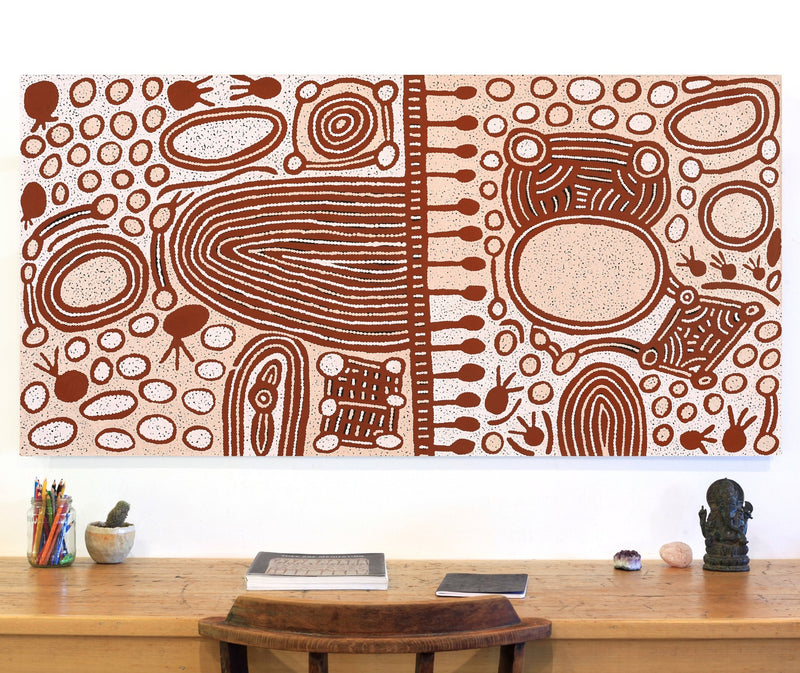 Aboriginal Artwork by Melissa Nungarrayi Larry, Yumari Jukurrpa (Yumari Dreaming), 152x76cm