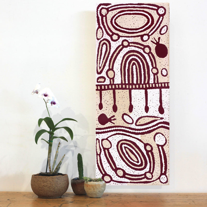 Aboriginal Artwork by Melissa Nungarrayi Larry, Yumari Jukurrpa (Yumari Dreaming), 76x30cm