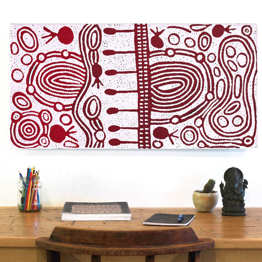 Aboriginal Artwork by Melissa Nungarrayi Larry, Yumari Jukurrpa (Yumari Dreaming), 91x46cm